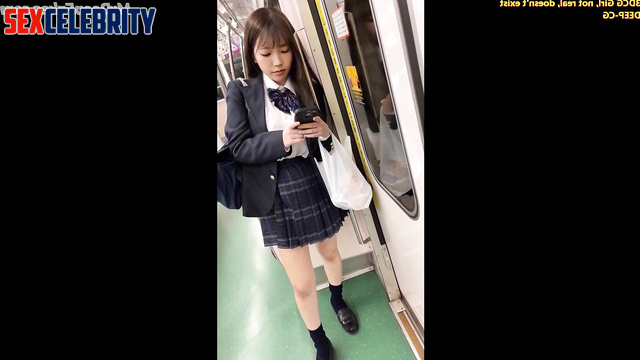 Busty K-pop schoolgirl Karina (카리나 에스파) fucks with a mature stranger