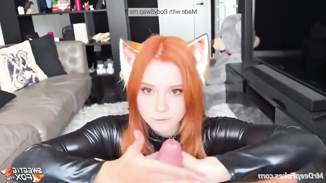 Cute deepfake vixen Katya Sitak passionately sucks cock