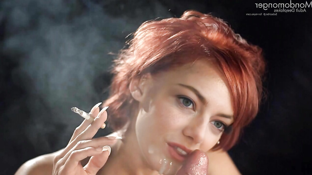 Smoking Fetish Deepfake — Hollywood Actress Emma Stone Suck a Cock [PREMIUM]