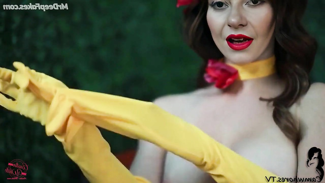 Andrea Menes shows very sexy and nude Belle cosplay [deepfake]