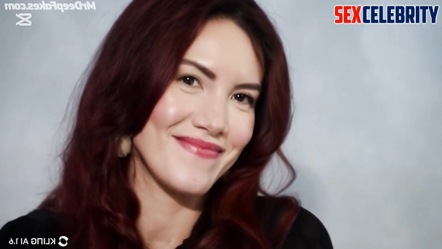 Brunette moaning so sweet in leather high boots, fake LittleBigWhale